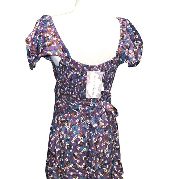 Band of the Free NWT Coraline Purple Floral Crossover Mini Dress Sz Medium Purpl - Picture 6 of 12